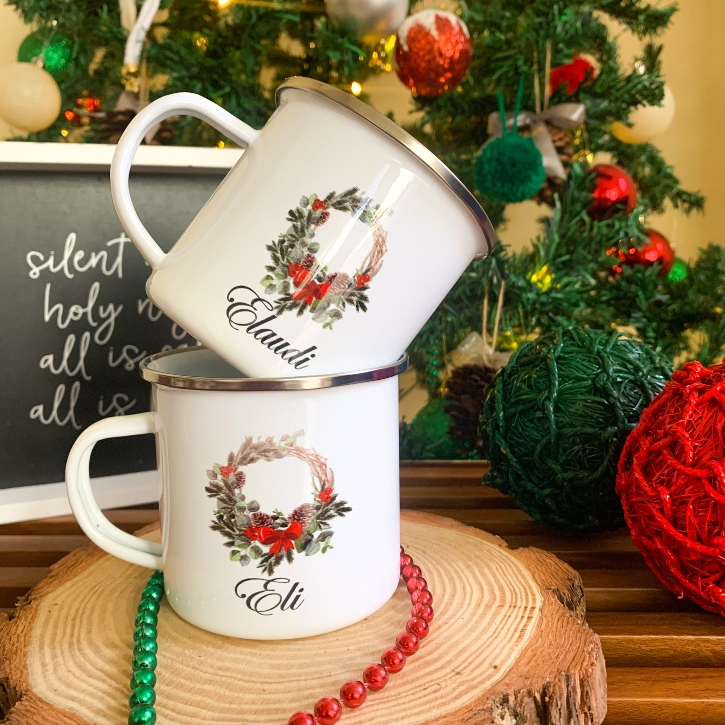 Taza Esmaltada Metal 🎄12 Onz.